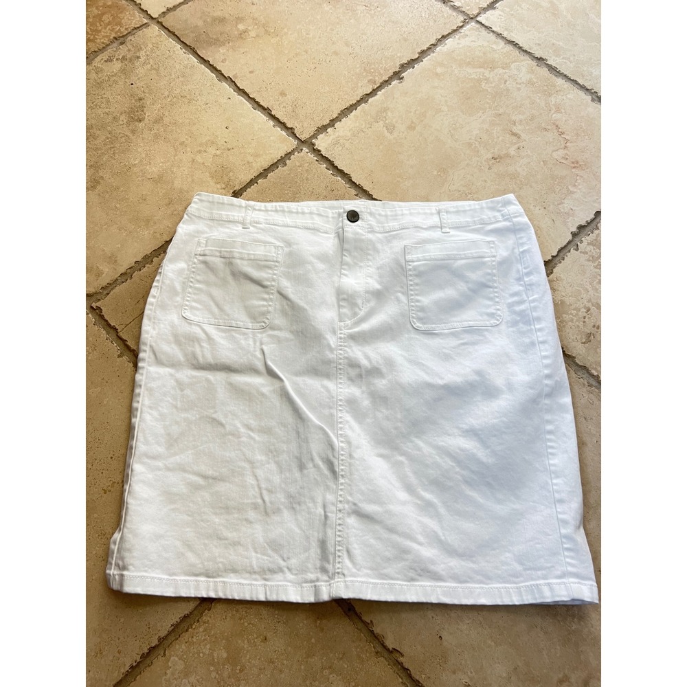 J.Jill Denim Whiteβ Straight Skirt Womens 18 Cotton Blend Stretch Patch Pockets